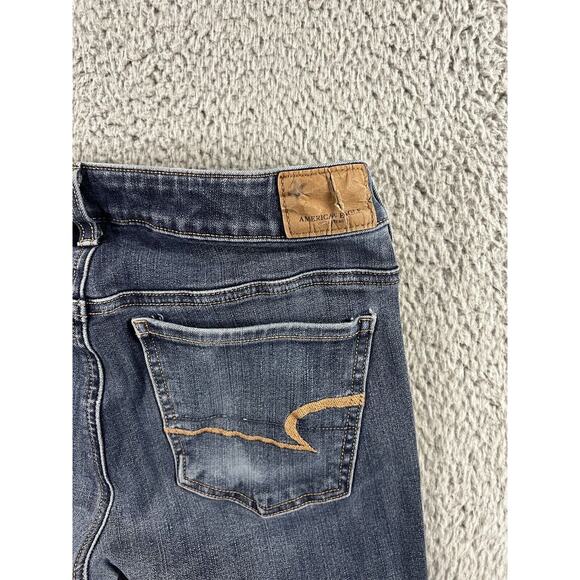 American Eagle Jeans Women 4 Short Super Stretch Low Rise Skinny‎ Dark Wash - Picture 7 of 9